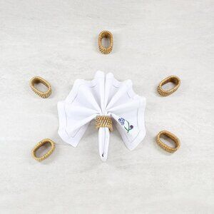 NEW Oval Tight Woven Rattan Napkin Rings – Set of 6 -Natural